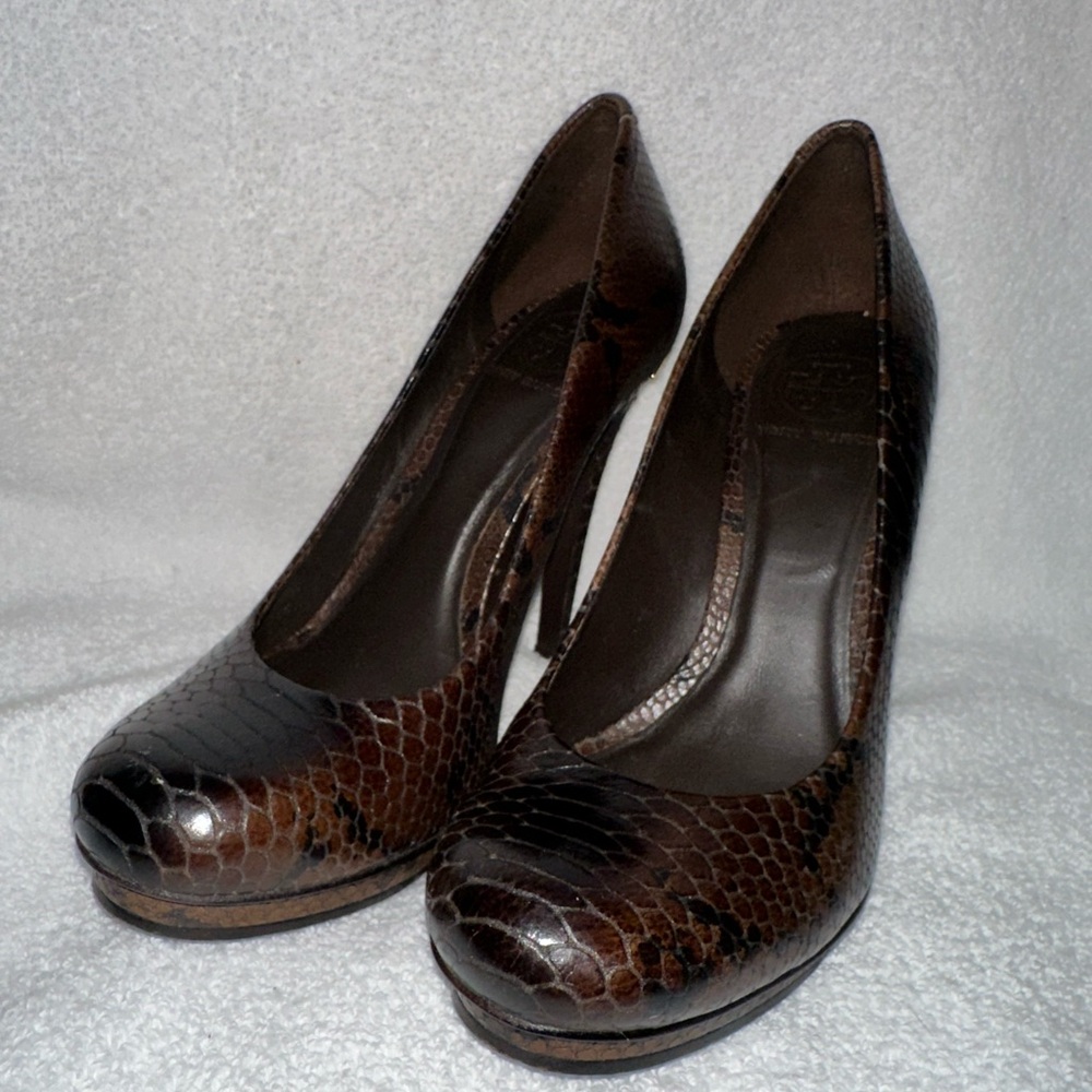 Tory Burch Jude Snake Embossed Leather High Heels